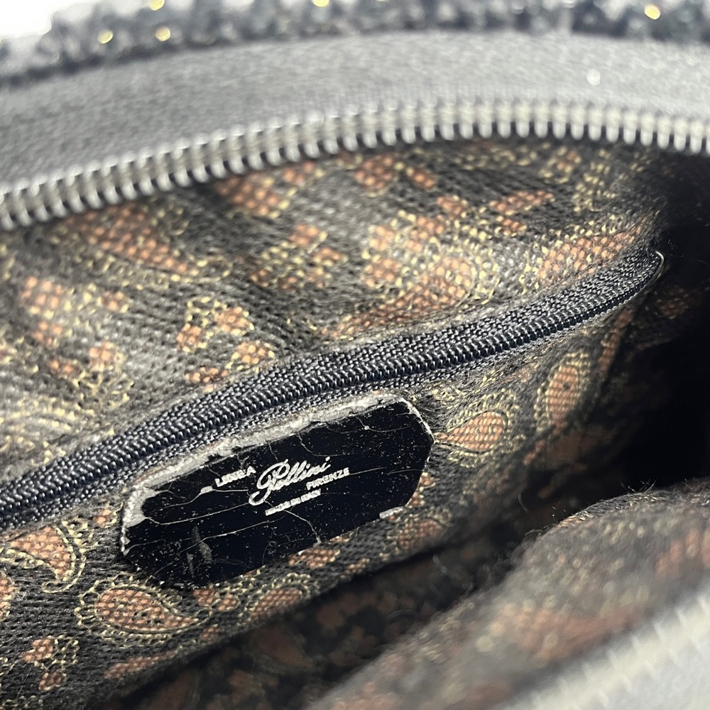 Linea Pollini Black Woven Bag with Gold Chain from Italy - Picture 8 of 9